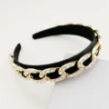 Luxus Strass Kette Haarreif barocker Haarschmuck, elegante schwarz goldene Damen Kopfbedeckung - Gold