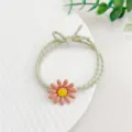 Chouchou marguerite rose élastique vert accessoire de coiffure floral mignon pour filles et femmes - Orange