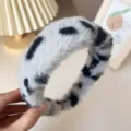 Comfortabele zachte brede pluche haarband met mooie print, perfect voor herfst en winter. - Grijs Pluche Hoofdband