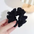 Zwarte pluche fluwelen haarelastiek, zachte schattige winter haarband voor dagelijks. - Zwart