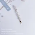 Koreaanse minimalistische kristallen haarspeld, gouden metalen speld met heldere kraaltjes. - Wit