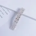 Koreanischer vierreihiger Kristallperlen Haarklammer glitzernder Strass Haarschmuck Damen - Weiß