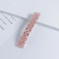 Pince à cheveux en cristal rose, barrette perlée à quatre rangs, accessoire brillant pour femme. - Rose