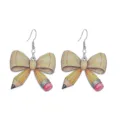 Creative school pencil bow wooden drop earrings for back to school and teachers daily wear - Pencil Bow Style (3号)