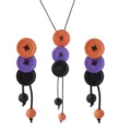 Gothische Halloween contrast kleur knop kwast ketting en oorbellen set feest cadeau - Set nr. 2