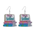 Cute Back to School book drop earrings for teachers and students, colorful campus style. - Stacked Books Shape (5号)