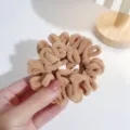 Brown plush velvet scrunchie, cute winter hair tie for women and girls daily styling. - Light Brown
