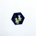 Glitter resin bear earrings detail view, cute animal design cute jewelry accessory. - Hook Style / Yellow