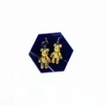 Gold glitter resin bear earrings cute non-pierced clip-on and hook drop earrings. - Hook Style / Gold