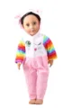Set di vestiti per bambole da 18 pollici con tuta rosa e bianca, orecchie da coniglio e maniche. - Rosa