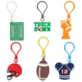 PVC American football keychains set, team sports party favors and sports souvenir gifts. - Rugby Plastic Ring Style