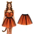 Erwachsenen Tiger Kostüm Set mit Ohren Haarreifen, Fliege, Tüllkleid und Schwanz für Party. - Erwachsenenrock