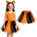 Kinder Tiger Kostüm Tütü Kleid Set mit Haarreif Halloween Tier Outfit für Mädchen Party - Kinderrock
