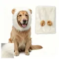 Weisser Haustier Loewe Mähne Perücke Kostüm für Hunde süss Plüsch Kopfbedeckung Zubehör - S / Kopfschmuck / Weiß