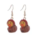 Thanksgiving turkey duck resin earrings cute cartoon novelty drop earrings for women holiday - Brown Turkey Duck Style