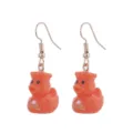 Cute resin duck earrings for women, fun Thanksgiving themed novelty dangle earrings jewelry. - Orange Duck with Pumpkin Style