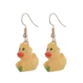 Cute resin duck earrings with corn pendant, funny cartoon drop earrings for women and daily wear. - Yellow Duck with Corn Style