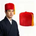 Traditional red fez hat with gold tassel, Moroccan Turkish style costume hat for men women. - Large Red Hat