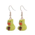 Cute resin yellow duck earrings, fun cartoon animal drop earrings for women daily wear. - Yellow Duck with Pinecone Style