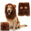 Hund Löwenmähne Perücke Kostüm mit süßen Ohren, braunes Kunstfell Haustier Kopfbedeckung Party. - S / Kopfschmuck / Kaffeebraun