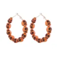 Halloween orange skull bead hoop earrings, gothic quirky party large drop earrings for women. - Orange Skull Hoop Style (3)