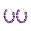 Halloween Purple Skull Hoop Earrings Gothic Party Punk Resin Bead Dangle Earrings Jewelry - Purple Skull Hoop Style (4)