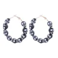 Gothic Halloween skull bead hoop earrings, unique black and white statement jewelry detail. - Black Skull Hoop Style (5)