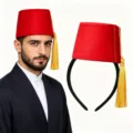 Red Fez Hat with Gold Tassel Traditional Turkish Moroccan Style Costume Cosplay Headband - Mini Red Christmas Hat