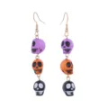 Halloween multi-color skull dangle earrings resin punk gothic party drop earrings jewelry - Multicolor Drop Style