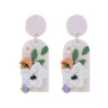 Orecchini pendenti fiori 3D argilla stile vintage francese, delicato dettaglio rosa. - Stile 7