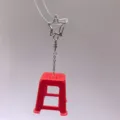 Miniature red stool keychain novelty bag pendant creative nostalgic accessory for everyday use. - Red