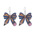 Creative wooden pencil bow earrings, cute back-to-school novelty drop earrings for girls. - Pencil Combo Bow (9号)