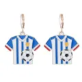 Orecchini a goccia maglia da calcio blu bianco rigato sport smaltato lega regalo gioiello - No 6 (Maglia Blu Bianca)
