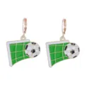 Orecchini pendenti porta da calcio in lega dorata, smalto verde bianco gioielli giorno della partita. - No 8 (Porta e Pallone)