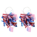 US Unabhängigkeitstag Lametta Creolen Rot Weiß Blau Festliche Party Schmuck Geschenke - Stil 6 (Goldreifen Quaste Flaggenanhänger)