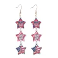 Amerikanische Unabhängigkeitstag Stern Acryl Ohrringe lange patriotische Festival Schmuck. - Stil 10 (Dreifaches Pentagramm Lang)