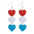 Rot weiß blaue Glitzer Herz Ohrringe, stilvolle Acryl lange hängende Festival Schmuck Damen. - Stil 18 (Pailletten Dreifach-Herz-Anhänger)