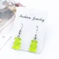 Handgemachte grüne Gummibärchen Ohrringe süße transparente Bonbon Ohrhänger für Damen - Haken-Stil / Grasgrün