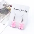 Rosa Haribobär-Ohrringe, süße transparente Bonbon-Ohrhänger für Damen und Mädchen Alltag. - Haken-Stil / Solides Rosa