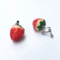 Cute strawberry clip-on earrings for women, sweet resin fruit design summer jewelry. - Large Strawberry Ear Clip