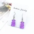 Cute purple gummy bear earrings sweet candy style drop earrings for women daily wear jewelry - Hook Style / Purple
