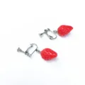 Cute red strawberry clip-on earrings, sweet fruit style dangle earrings for women and girls. - Small Strawberry Ear Clip