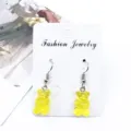 Cute yellow resin gummy bear hook earrings for women sweet candy drop earrings jewelry gift - Hook Style / Yellow