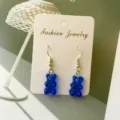 Blue gummy bear dangle earrings cute resin animal hook earrings for women sweet jewelry gift - Hook Style / Sapphire Blue