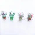 Creative miniature fruit tea glass cup earrings, cute resin drink dangle earrings for summer. - Replace 925 Straw Cup Style