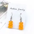 Handgemachte Harz Gummibärchen Hängeohrringe, süße transparente Bonbon Ohrringe für Damen. - Haken-Stil / Orange