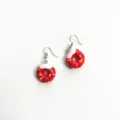Handgemachte süße rote Donut Ohrringe mit bunten Streuseln, lustiger Modeschmuck für Mädchen. - Leuchtend Roter Donut (Haken)