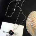 Handgefertigte süße Donut Anhänger Perlenkette für süße Mädchen, modisches Accessoire. - Schwarzer Donut-Halskette