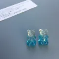 Handgemachte bunte Harz Gummibärchen Ohrstecker süßer glitzernder Bonbon Stil für Mädchen. - Ohrstecker / Blau-Weißer Farbverlauf (Farbe 2)