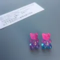 Bunte Gummibärchen Ohrringe für Damen, süße Glitzer Harz Schmuck Ohrstecker 90er Stil - Ohrstecker / Mehrfarbiger Farbverlauf (Farbe 1)